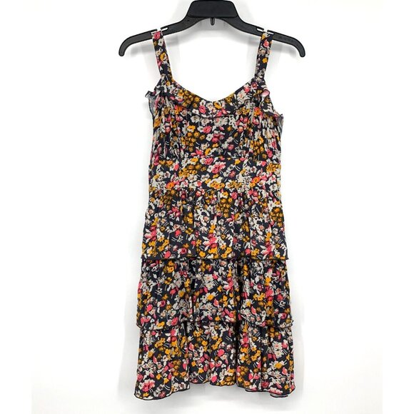Hinge Dress Gray Floral Sleeveless Mini Tiered Ruffle - Picture 1 of 9